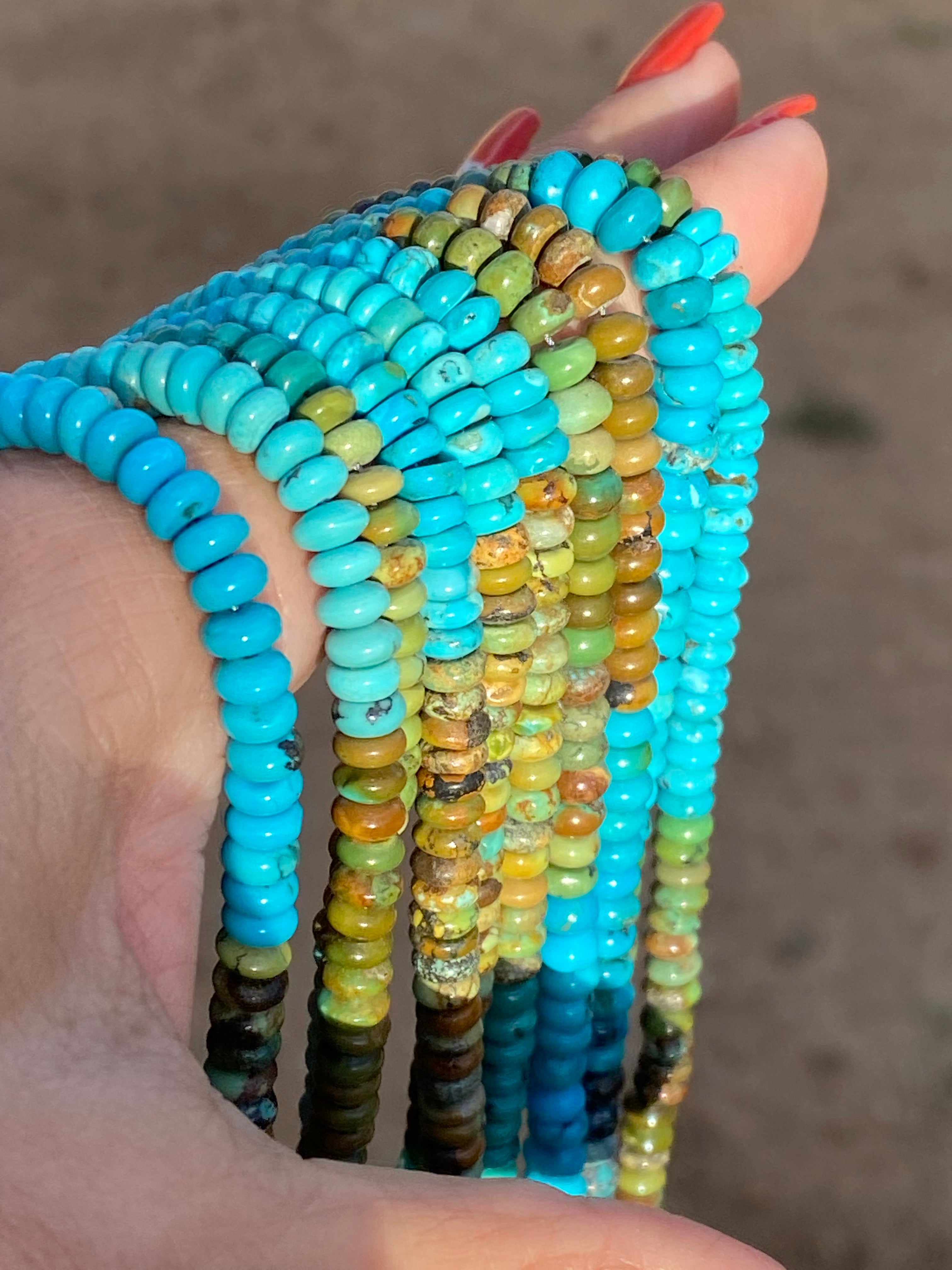 Navajo Natural Royston & Kingman Turquoise beaded Necklace