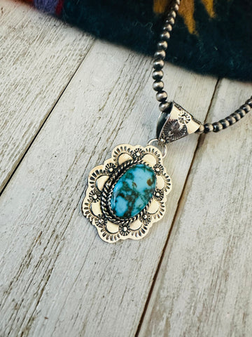 Handmade Sterling Silver & Kingman Turquoise Pendant