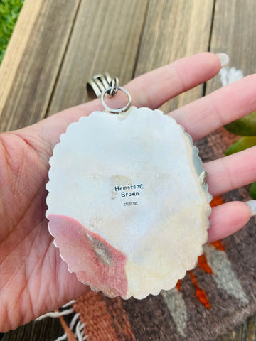 Navajo Sterling Silver, Druzy & Orange Spiny Cluster Pendant