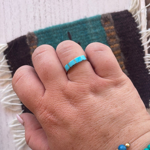 Zuni Sterling Silver & Turquoise 4 Stone Stacker Ring