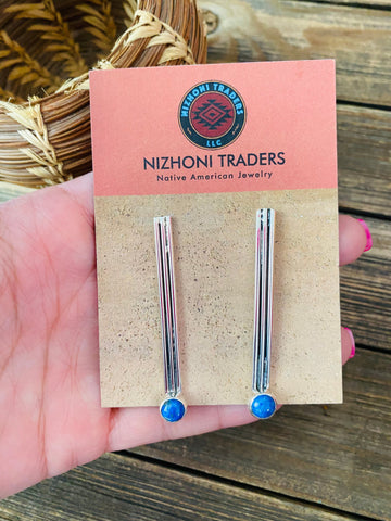 Navajo Denim Lapis & Sterling Silver Dangle Earrings