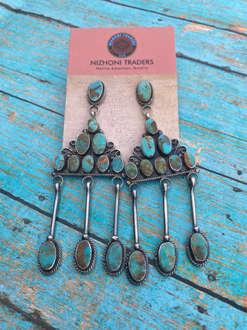 Navajo Jacqueline Silver Royston Turquoise & Sterling Silver Dangle Earrings