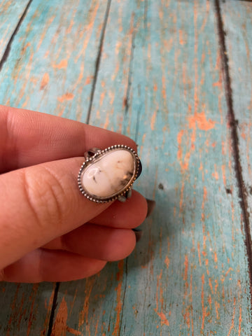 Navajo Sterling Silver & White Buffalo Ring