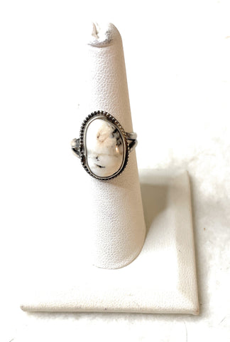 Navajo Sterling Silver & White Buffalo Ring