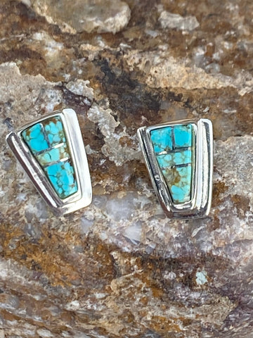 Navajo Turquoise 8 & Sterling Silver Petite Stud Earrings