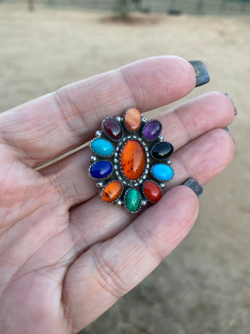 Vintage Navajo Multi Stone pin pendant