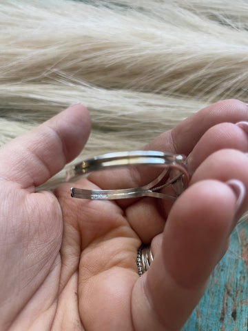 Navajo Sterling Silver, Turquoise, & Coral Baby Cuff Bracelet