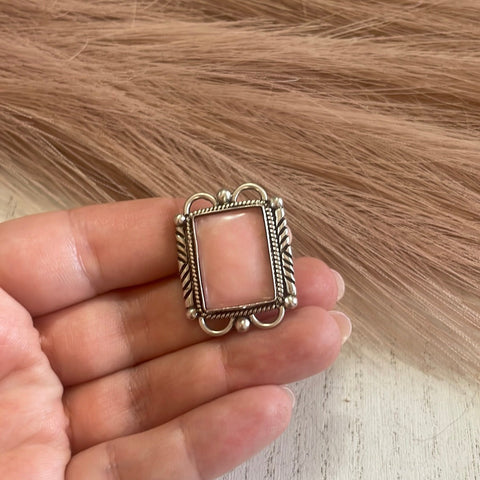 Gorgeous Navajo Pink Peruvian Opal And Sterling Silver Adjustable Ring