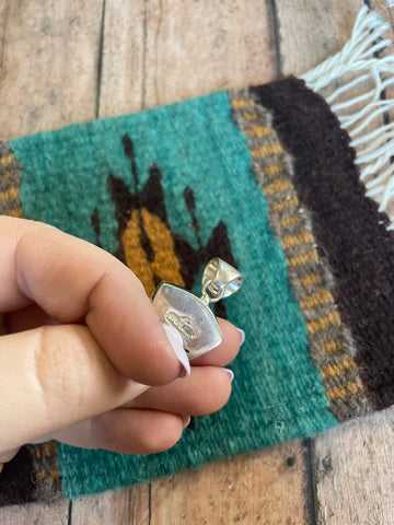 Navajo Multi Stone Inlay & Sterling Silver Pendant Signed