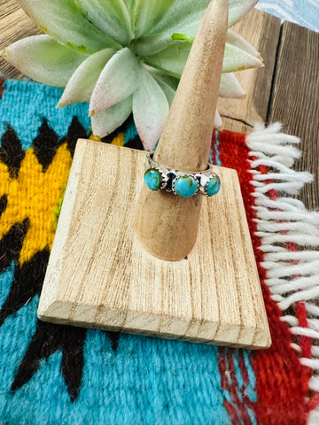 Handmade Sterling Silver & 3 Stone Turquoise Band Ring