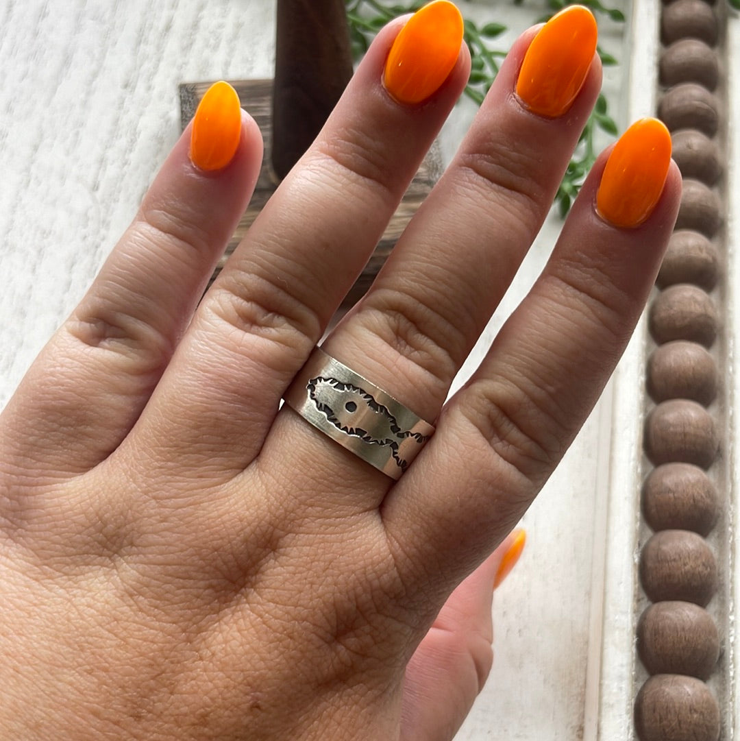 Navajo Sterling Silver Hand-stamped Ring Band