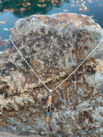 Navajo Turquoise Orange Spiny Pendant