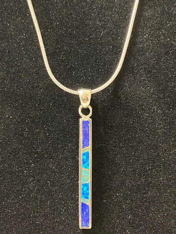 Navajo Lapis, Turquoise, Blue Opal Pendant