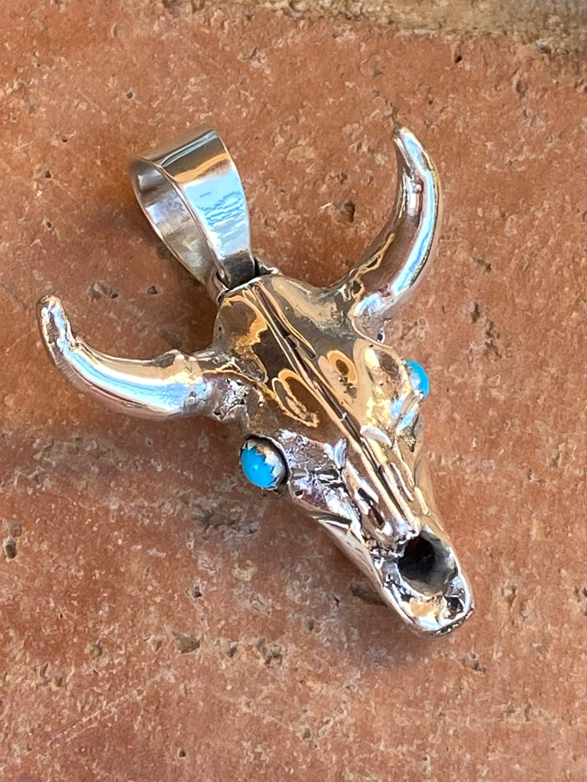 Navajo Sterling Silver & Turquoise Skull Pendant