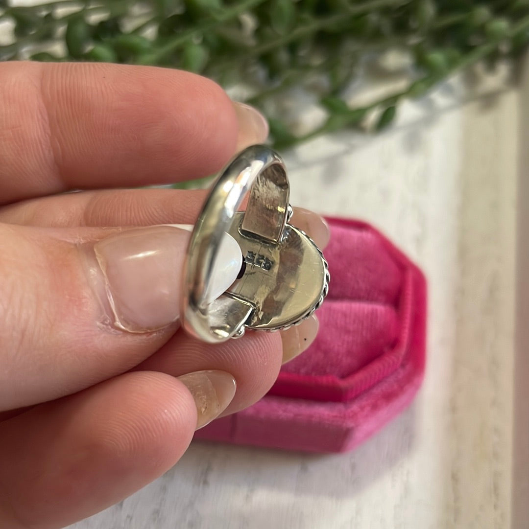 Navajo Sterling Silver & Rhodochrosite Oval Ring