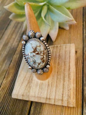 Navajo Golden Hills Turquoise & Sterling Silver Ring Size 6.5