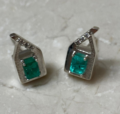 Colombian Emerald Earrings in Sterling Silver set 2