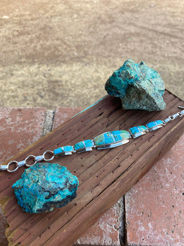 Navajo Sonoran Mountain, Sonoran Gold & Kingman Turquoise Link Bracelet