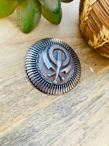 Vintage Navajo Hand Stamped Sterling Silver Pin/Pendant