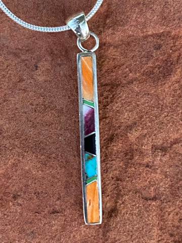 Navajo Turquoise Orange Spiny Pendant