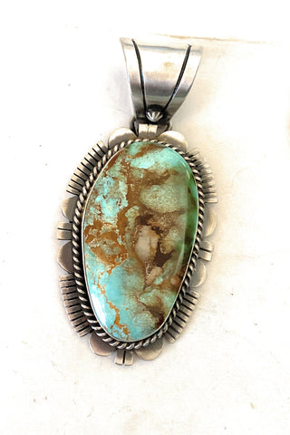 Navajo Royston Turquoise and Sterling Silver Pendant by Russell Sam