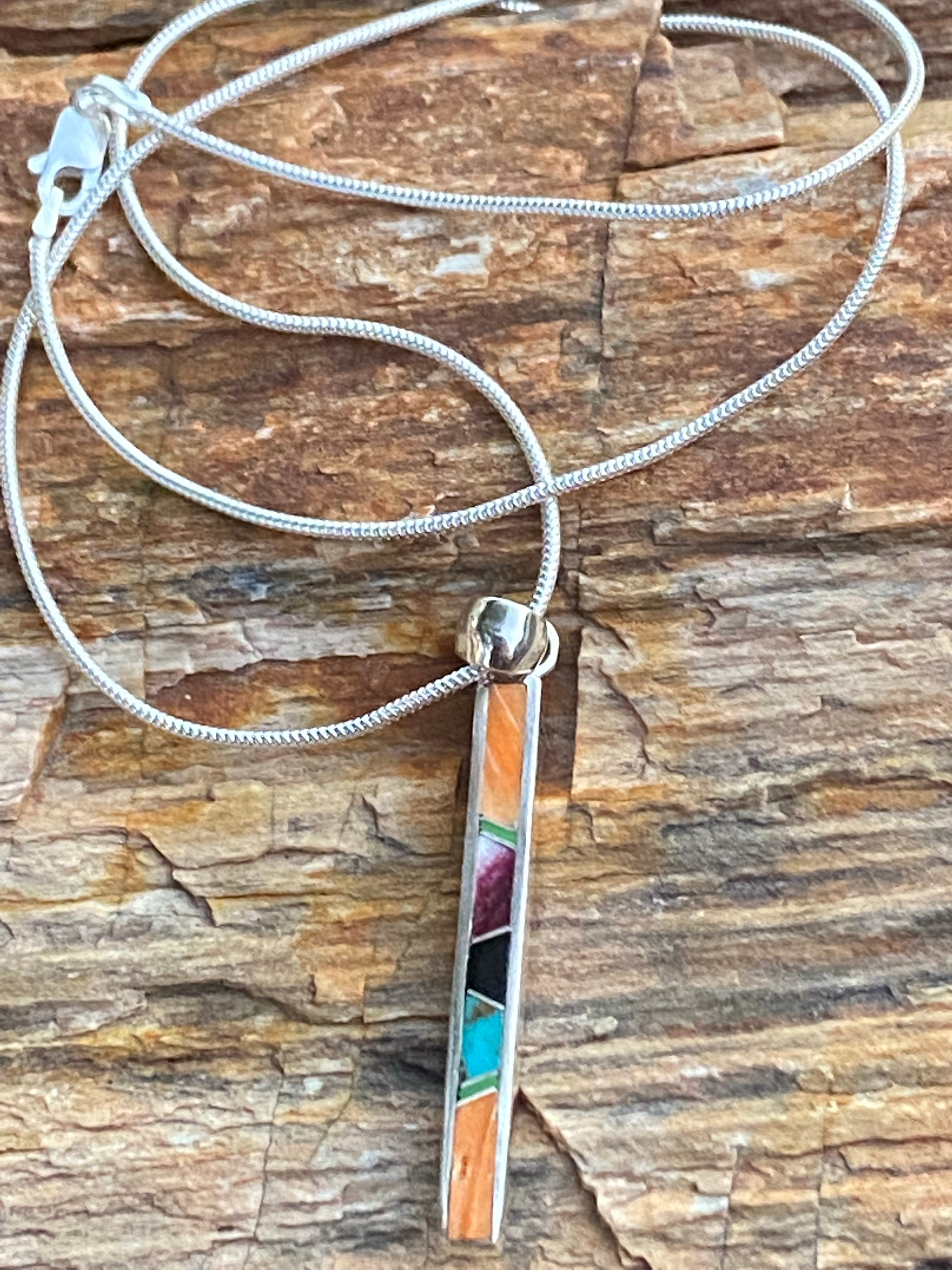 Navajo Turquoise Orange Spiny Pendant