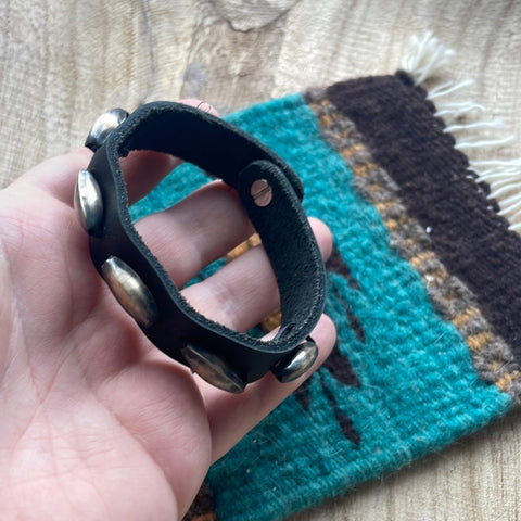 Handmade Black Leather Bracelet