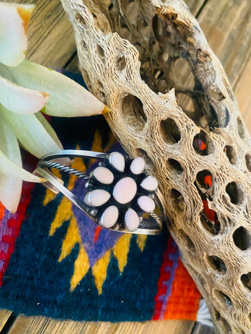 Navajo Queen Pink Conch Shell & Sterling Silver Cuff Bracelet