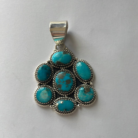 Handmade Sterling Silver & Turquoise Cluster Pendant