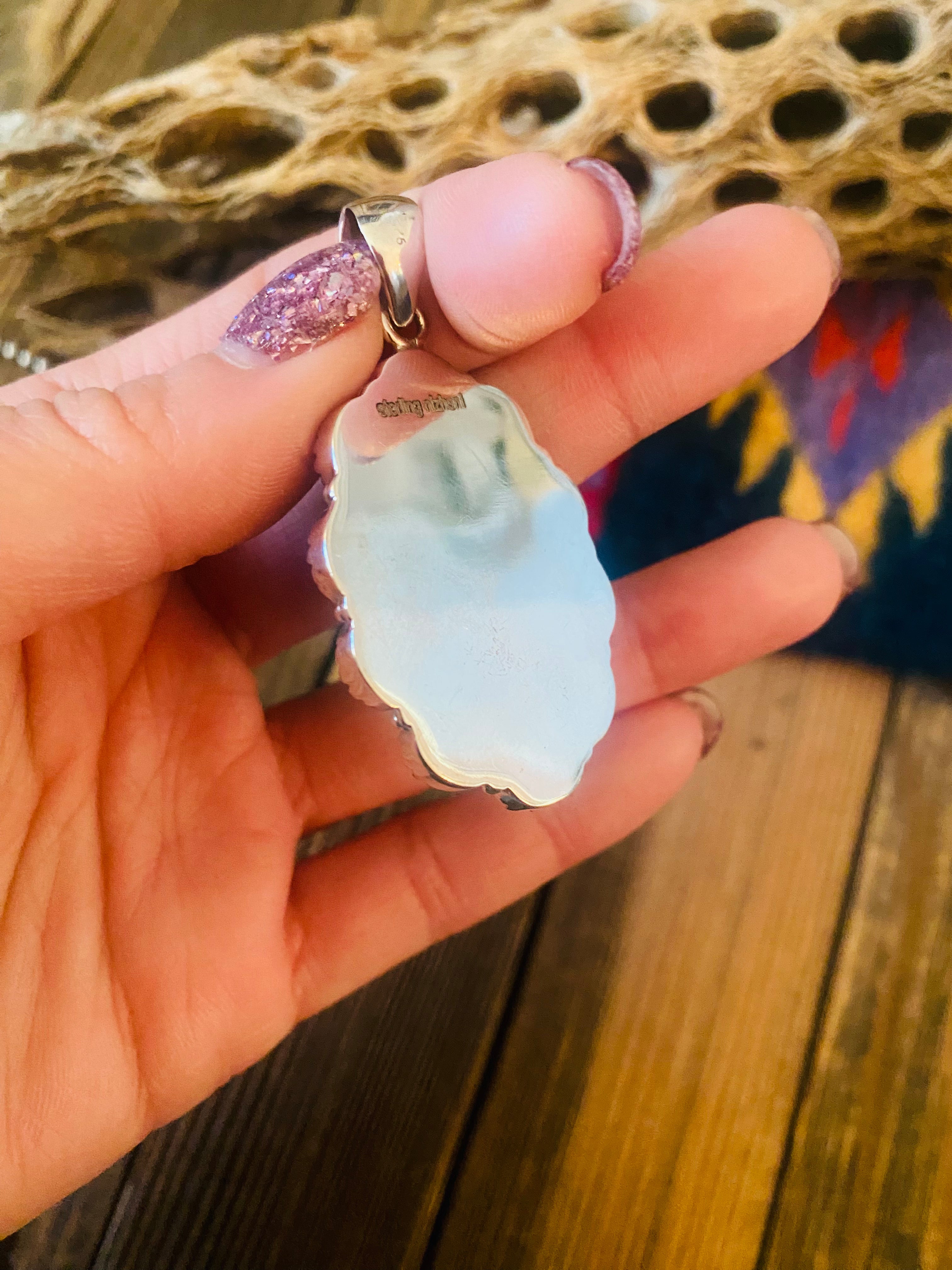 Handmade Sterling Silver & Aurora Opal Cluster Pendant