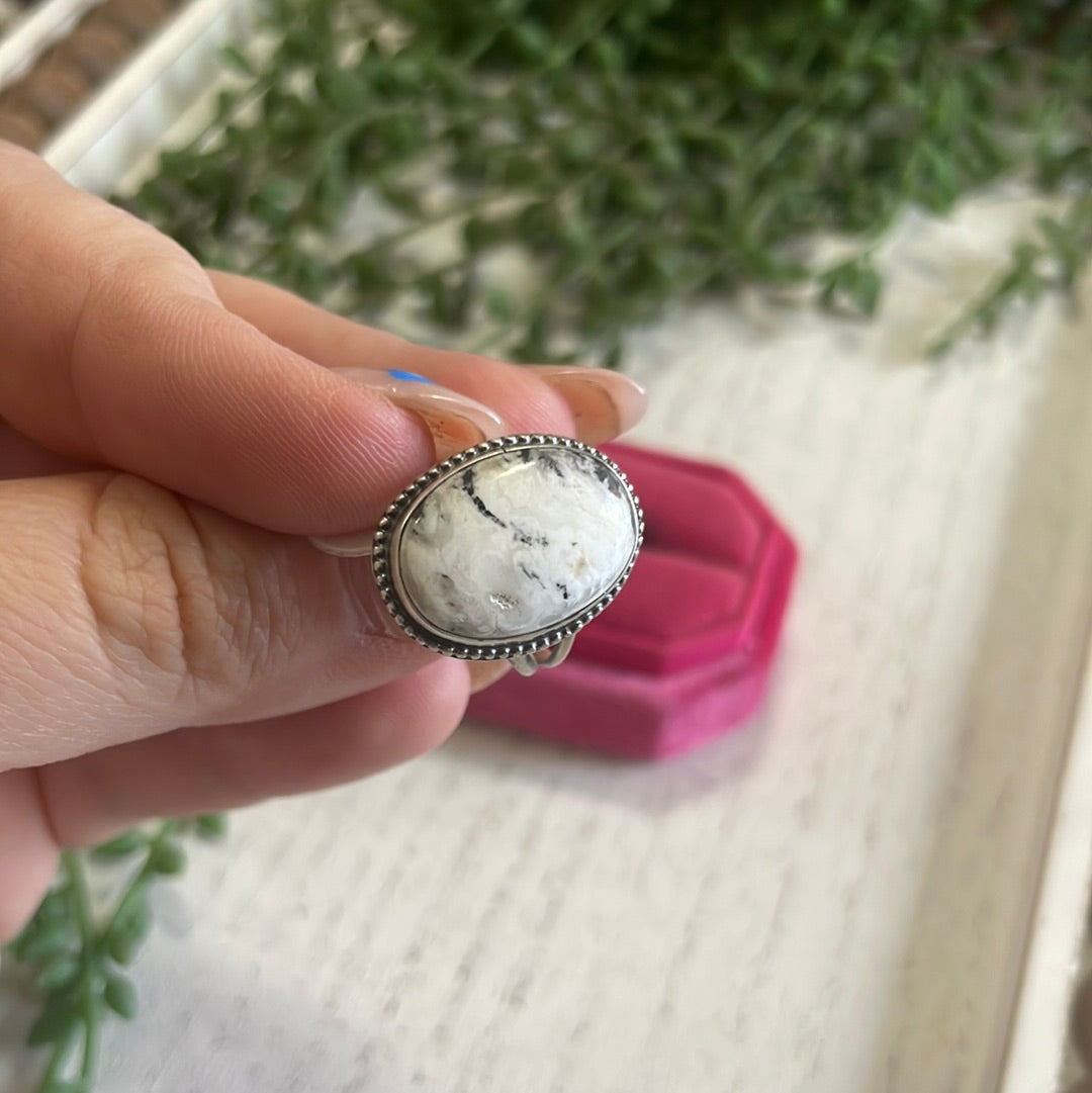 Navajo Sterling Silver & White Buffalo Ring