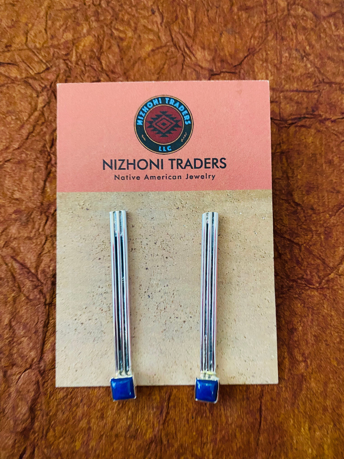 Navajo Lapis & Sterling Silver Dangle Earrings