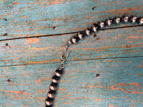 Navajo Sterling Silver And Turquoise Beaded Tassel Necklace