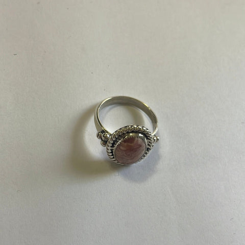 Navajo Sterling Silver & Rhodochrosite Oval Ring