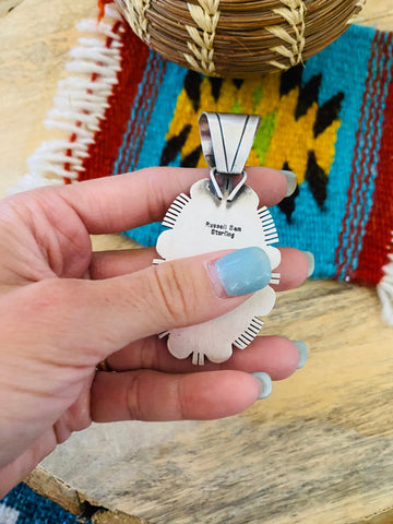 Navajo Royston Turquoise and Sterling Silver Pendant by Russell Sam