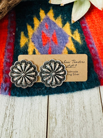 Handmade Sterling Silver Concho stud Earrings