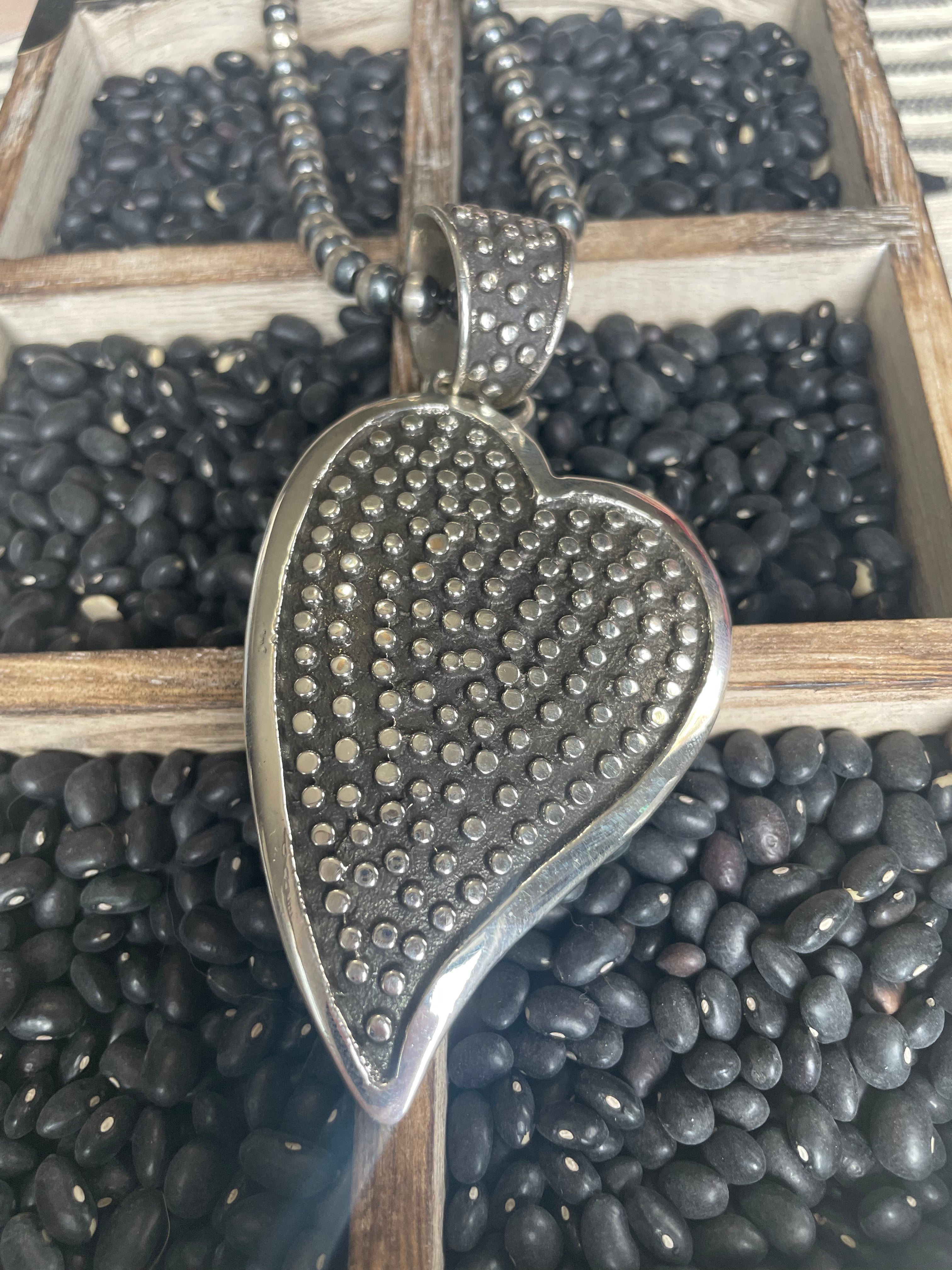 Navajo Sterling Silver Heart Pendant Signed