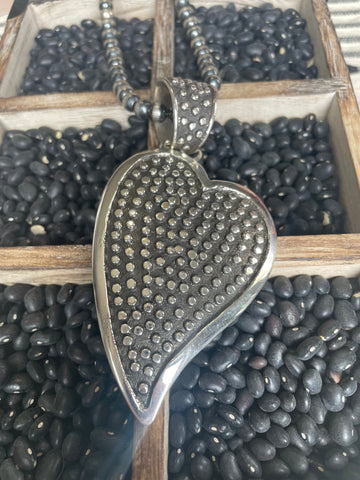 Navajo Sterling Silver Heart Pendant Signed