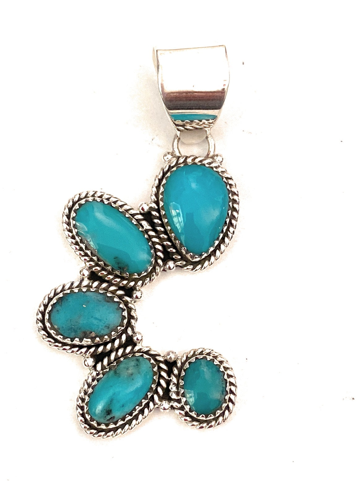 Handmade Sterling Silver & Turquoise Cluster Pendant