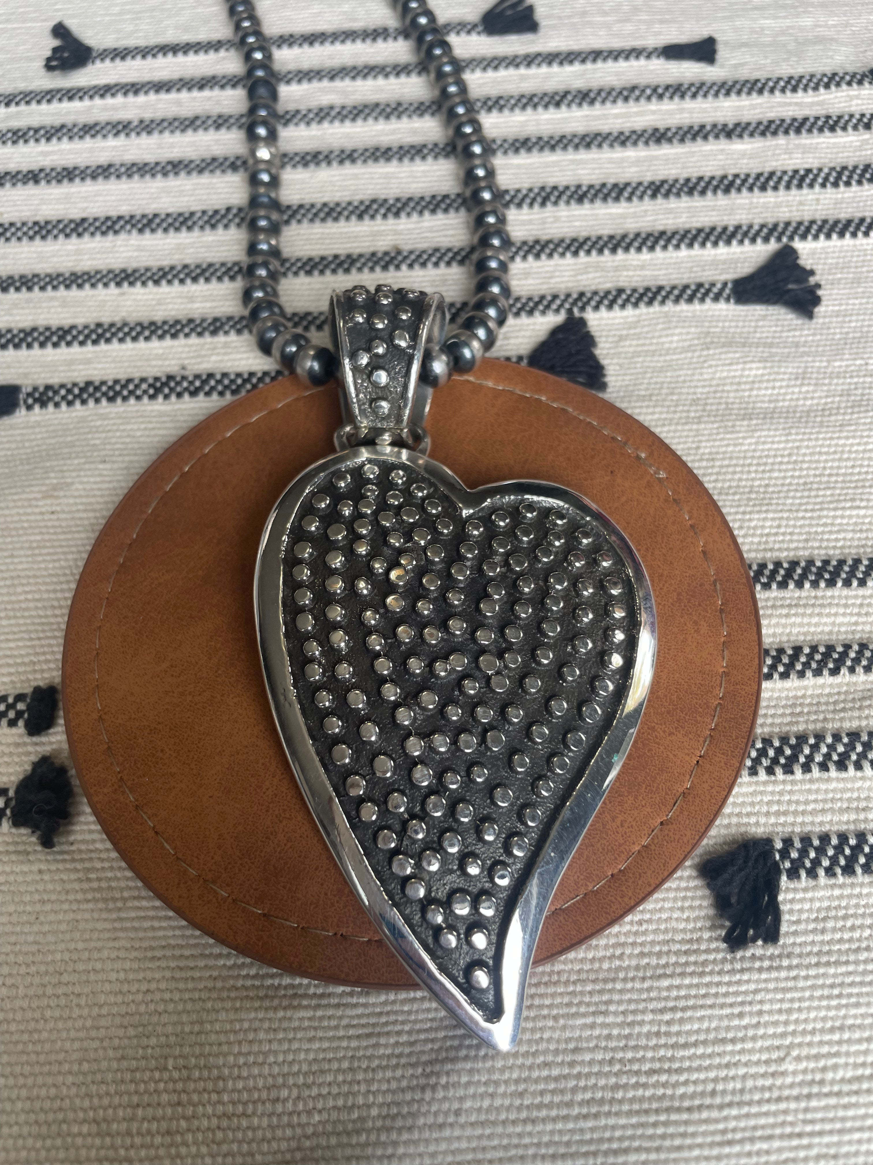 Navajo Sterling Silver Heart Pendant Signed