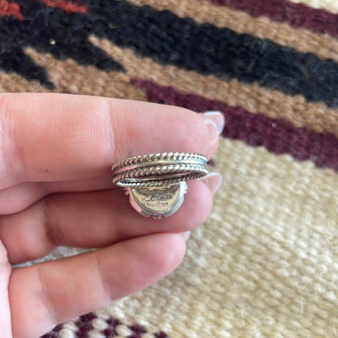 Navajo Sterling Silver Oval Lapis Braided Band Ring