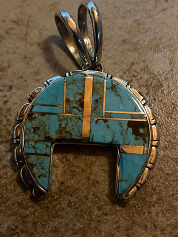 Navajo Turquoise 8 & Sterling Silver Naja Pendant