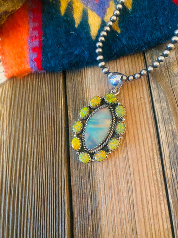 Handmade Sterling Silver & Aurora Opal Cluster Pendant