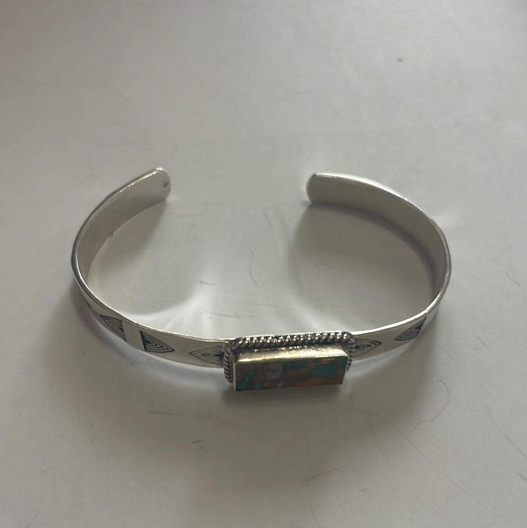 Handmade Sterling Silver & Spice Adjustable Cuff Bracelet