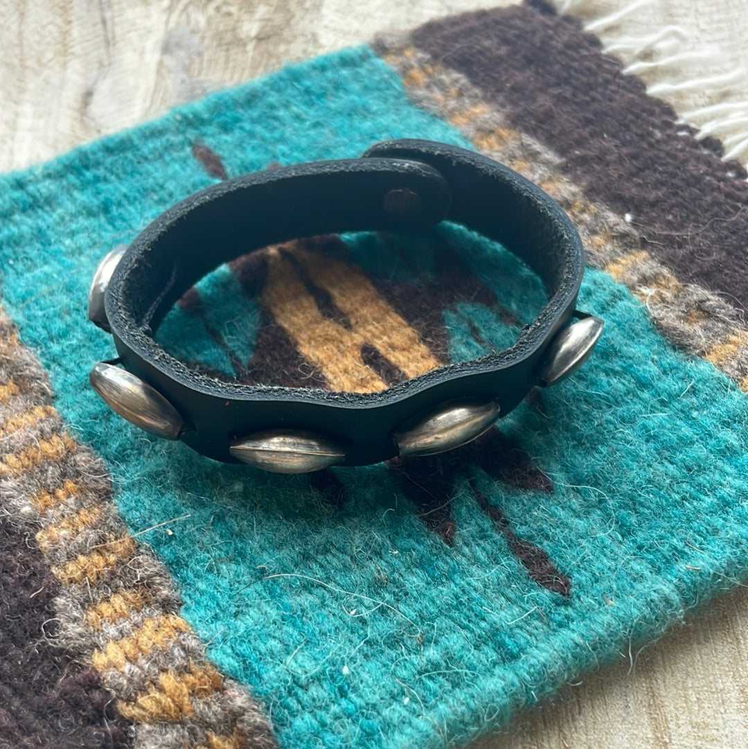 Handmade Black Leather Bracelet