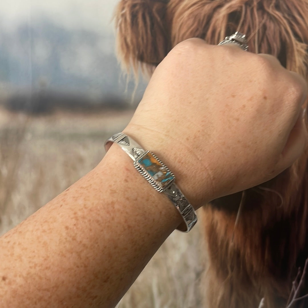 Handmade Sterling Silver & Spice Adjustable Cuff Bracelet