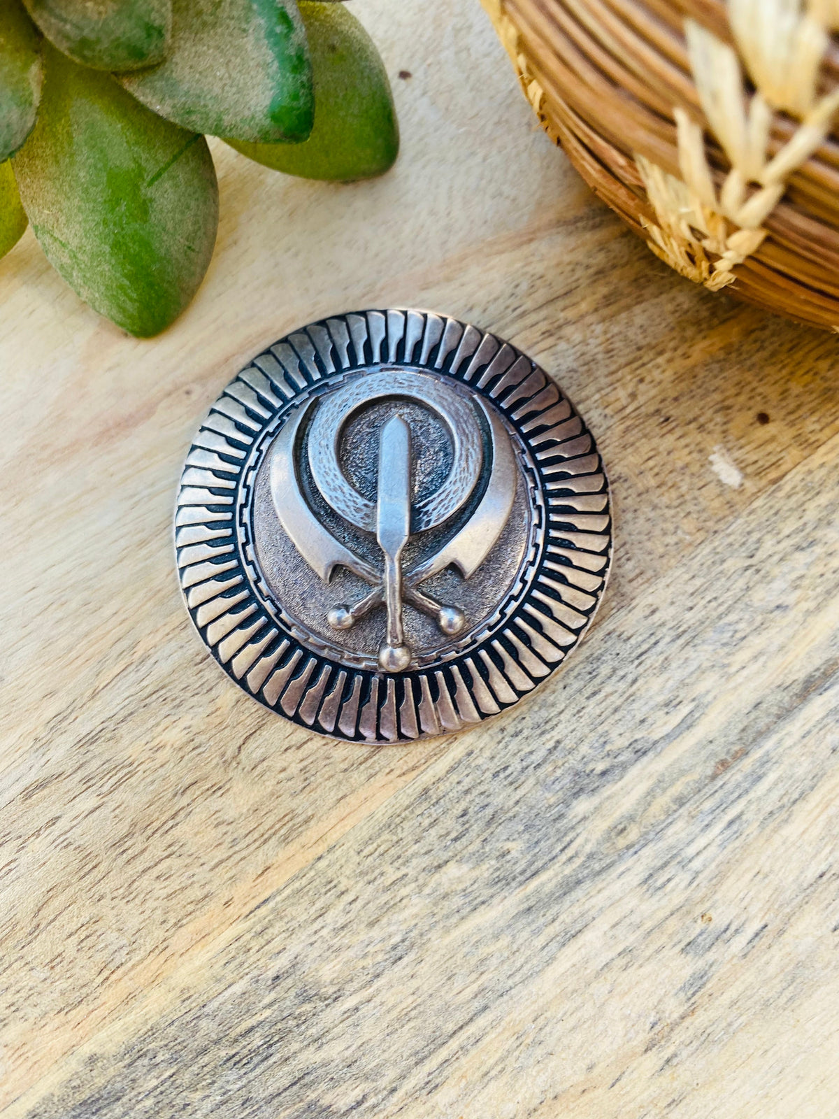 Vintage Navajo Hand Stamped Sterling Silver Pin/Pendant