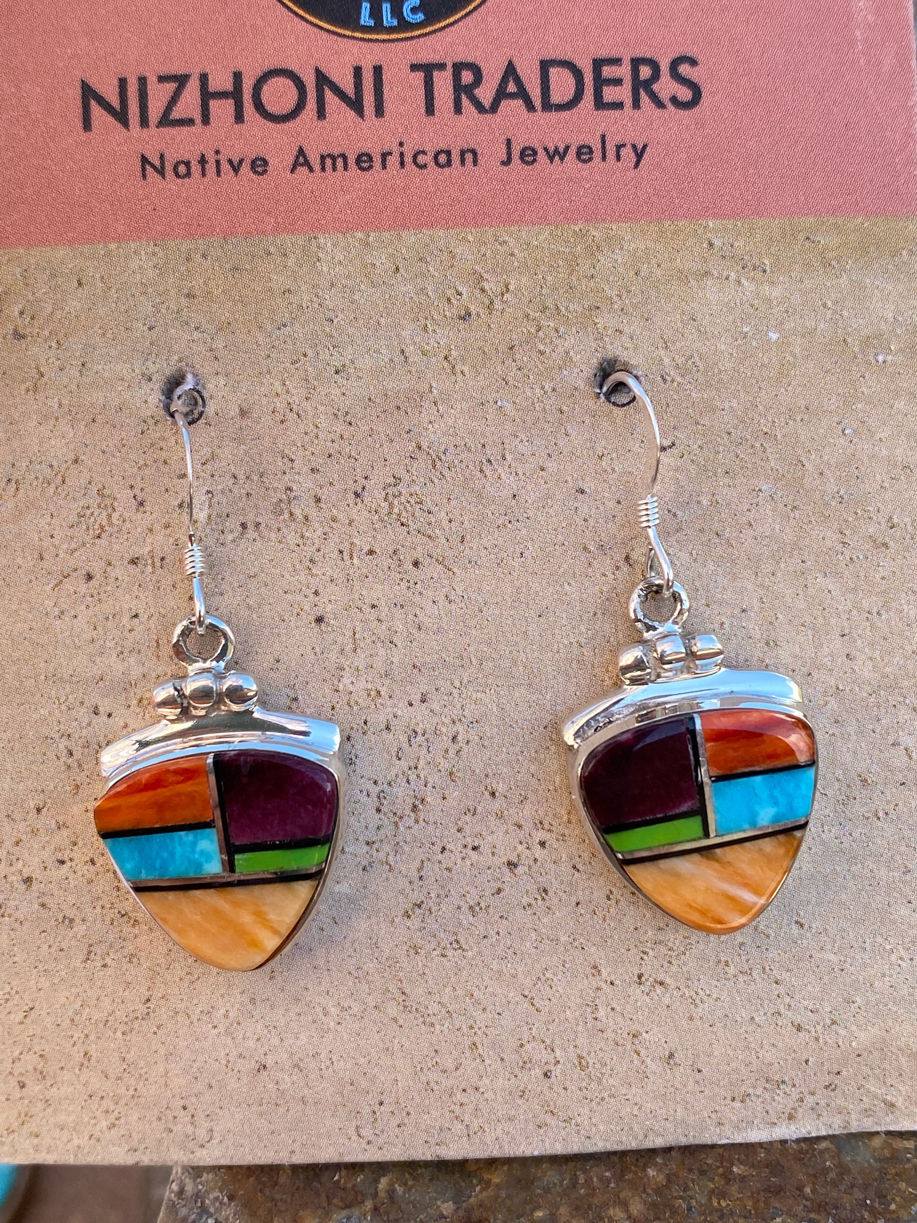 Navajo Turquoise, Orange Spiny Berry Dangle Earrings