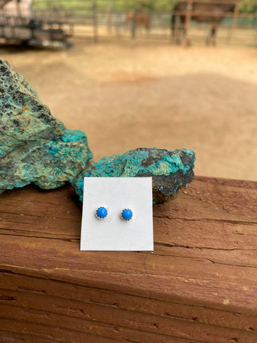 Zuni Sterling Silver Mini Denim Lapis Stud Earrings