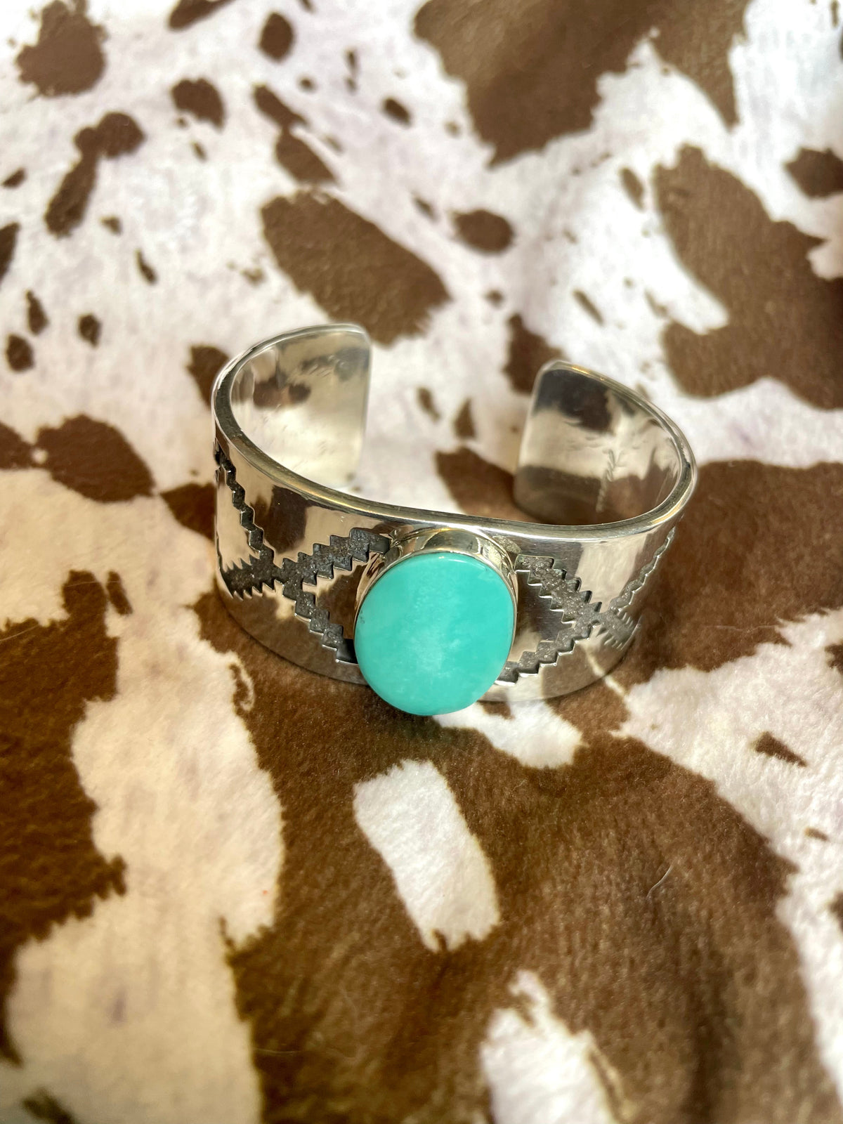 Navajo Kingman Turquoise And Sterling Silver Cuff Bracelet